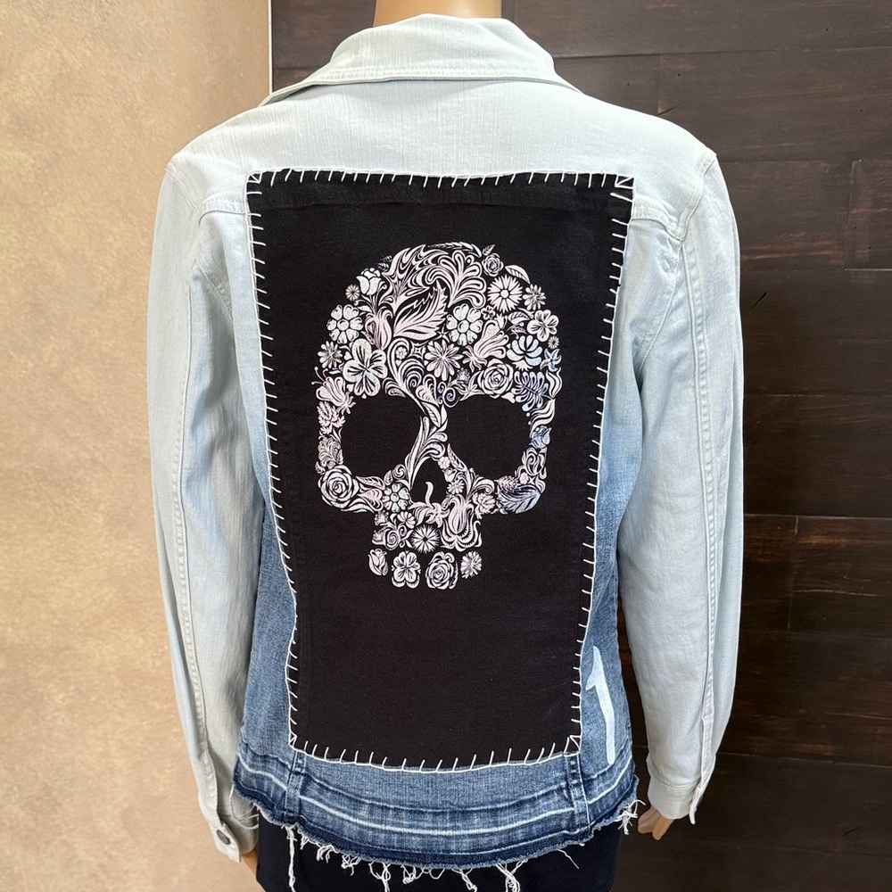Upcycled Skull Laurie Felt Classic Distressed Ombre Jacket Size XXS